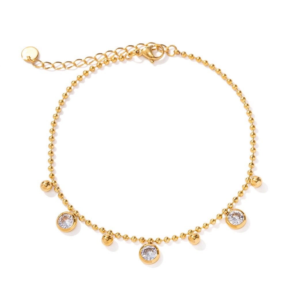 18K Gold Plated Anklet Satellite Swarovski Crystal Cubic Zirconia*Birthstone*JD